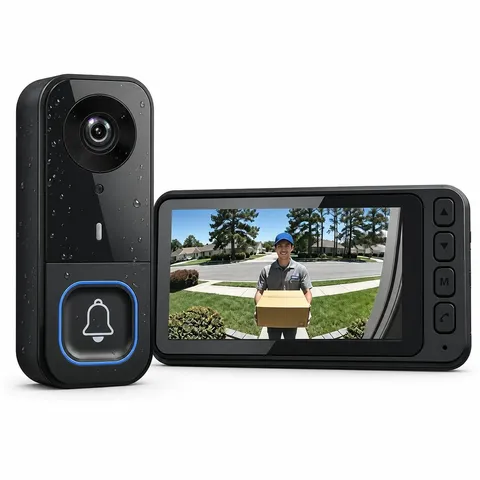 Wireless Doorbell Camera Video Monitor with Display 4.5" Screen Indoor Visual Ba
