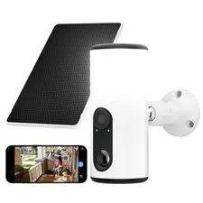 Floodlight Camera with Solar Panel, 4MP Battery Powered Security Cameras for ...