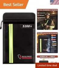 Upgraded Fireproof Bag with 5200℉ Resistance - 2-Pocket Water-Resistant Safe