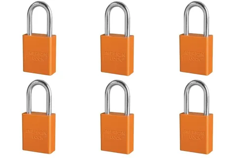 American Lock A1106KA Orange Padlock, Random Keyed Alike (6-Pack)