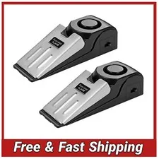 Door Stop Alarm 2 Pack 120dB Security Stopper Wedge for Travel Hotel Home Safety