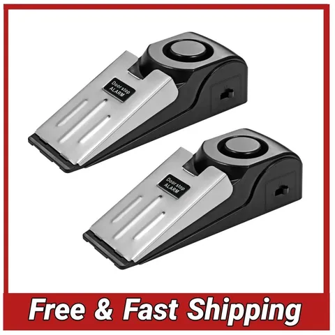 Door Stop Alarm 2 Pack 120dB Security Stopper Wedge for Travel Hotel Home Safety