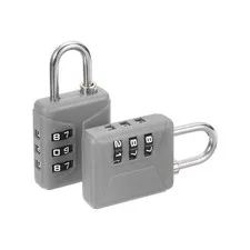 2pcs Resettable 3 Digit Plastic Combination Padlock, Gray (60 x 32mm)