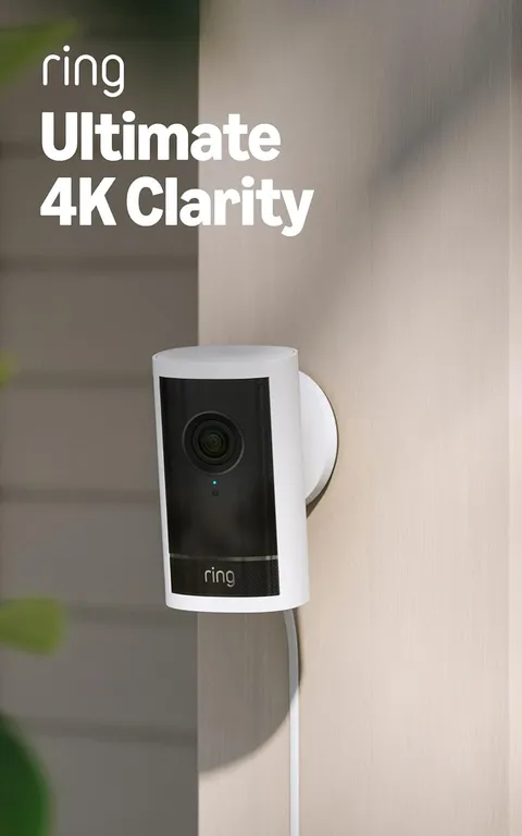 Ring Outdoor Cam Pro, Plug-In (Newest Model), White with Spotlight Cam Pro, Plug