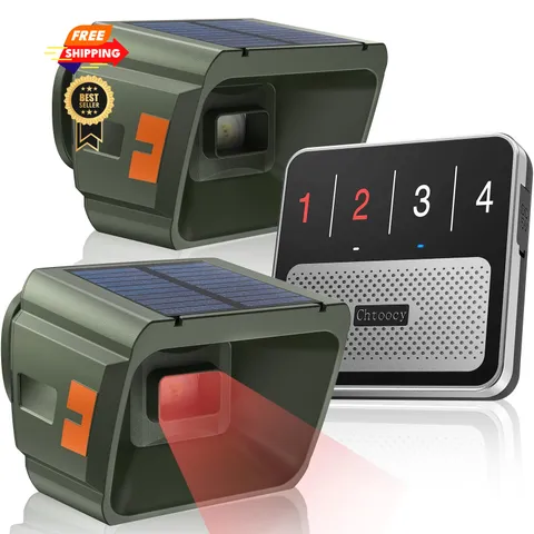 Chtoocy Solar Driveway Alarm Wireless Outdoor 1/2 Mile Range - Green