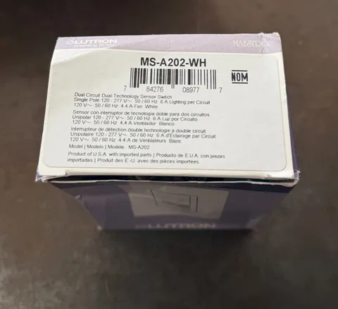 LUTRON MS-A202-WH Occ Snsr,PIR/Usonic,120-277V AC
