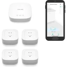 Water Leak Starter Kit: Hub + 4 Leak Sensor 4 (105 dB Siren), LoRa Long-Range,