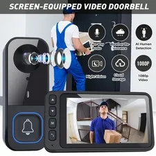 4.5'' IPS Screen 1080P Smart Wireless Video Doorbell Camera Doorbell Monitor