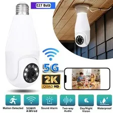 WiFi 2K Wireless Security Camera 360° 5G Night Home SmartCam E27 Light Camera