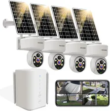 Wireless Home Security Cameras System,Solar Power PTZ Outdoor Cameras,Motion Det