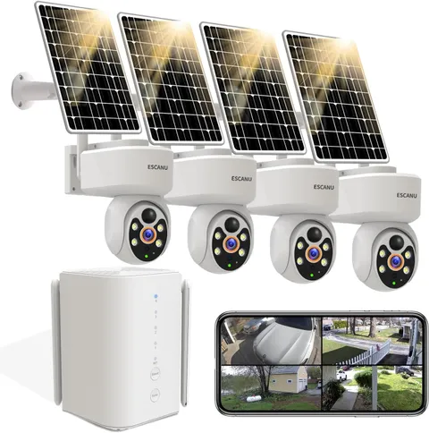 Wireless Home Security Cameras System,Solar Power PTZ Outdoor Cameras,Motion Det
