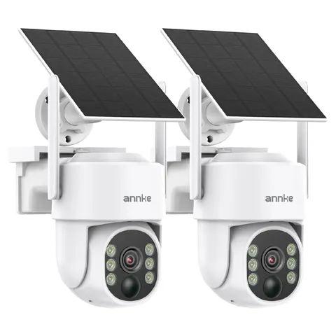 ANNKE 2.5K Solar Security Cameras Wireless Outdoor, 2 Pack 360° View White