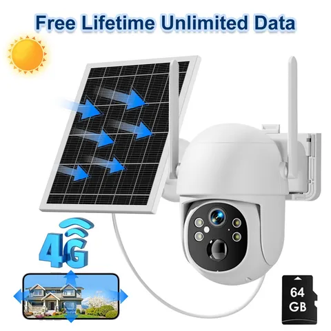Lilfetime Free Unlimited Data 4G LTE Network Solar Security Camera Pan Tilt Zoom