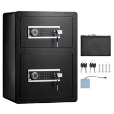 Uimoso Double Door 3.5 cu.ft Safe Box with Key Lock Password Fireproof Bag Black