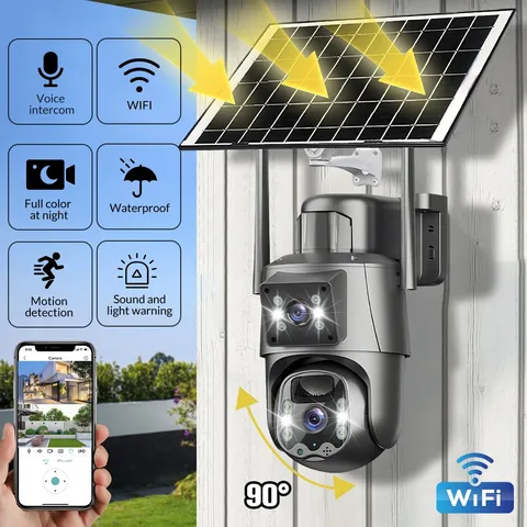 8MP Dual-Lens Solar Battery Powered Camera WiFi Security Camera System Outdoor