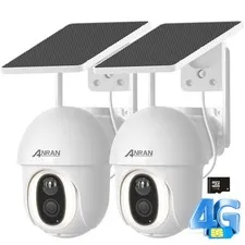 2 Pack 4G LTE Cellular 2K Security Camera Solar Battery Powered Pan/Tilt No WiFi