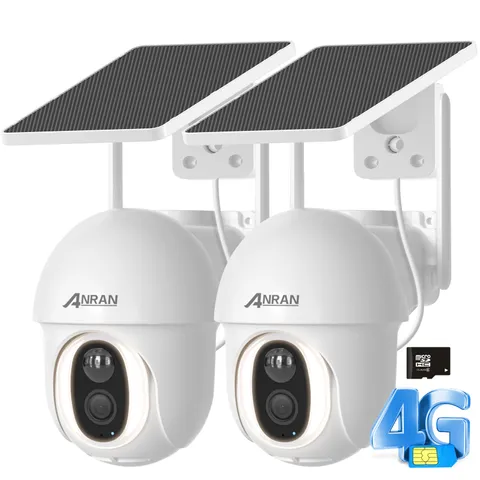 2 Pack 4G LTE Cellular 2K Security Camera Solar Battery Powered Pan/Tilt No WiFi