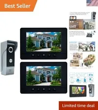 Video Intercom System, 7 Inches Video Doorbell Door Phone System, Wired Video...