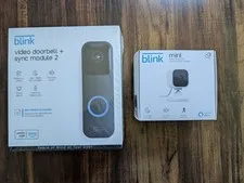 NEW Sealed Blink Video Doorbell Bundle Sync Module 2 & Blink Mini Indoor Camera