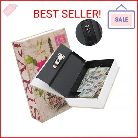 KYODOLED Diversion Book Safe with Combination Lock, Secret Safe Metal Lock Box,