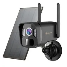 Kittyhok 2K Solar Security Camera Outdoor, 4MP Black FHD Wireless Security Ca...