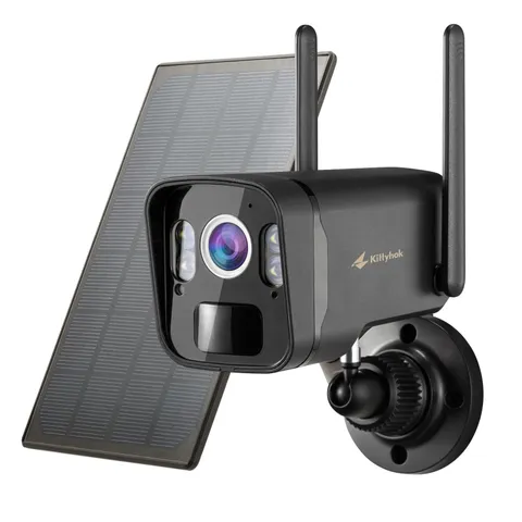 Kittyhok 2K Solar Security Camera Outdoor, 4MP Black FHD Wireless Security Ca...