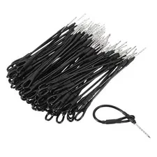 100Pcs Security Tags Lanyards Wire Loop (4", Black), Polypropylene Cable Loop