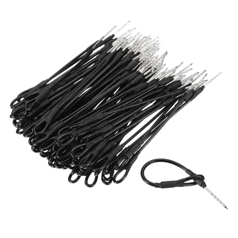 100Pcs Security Tags Lanyards Wire Loop (4", Black), Polypropylene Cable Loop