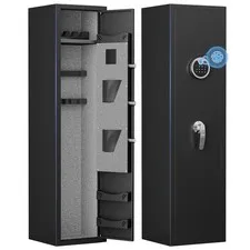 Large Fingerprint Long Gun Safe Box with Backlit Keypad, Ammo Box & Gun Rack