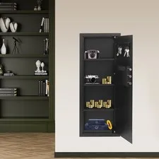 Wall Mounted Safe Box, 14.6x3.9x39.4 Inch, Digital Lock + 2 Keys, Steel