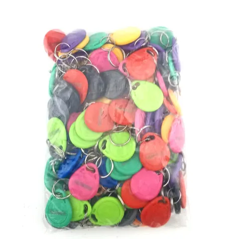 100pcs RFID 125KHz Token FOB Door Access Control ID Ring Keychain Random Color