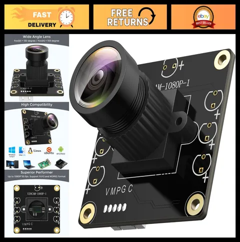 1080P USB UVC Camera, 130° Wide Angle, Plug & Play for PC, Raspberry Pi, Jetson,