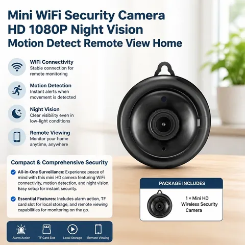 Mini Network Security Camera 1080P HD Night Vision Motion Detection Remote Home