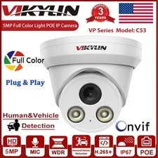 Vikylin 5MP Full Color Night Vision PoE IP Camera Outdoor with Audio Metal 2.8mm