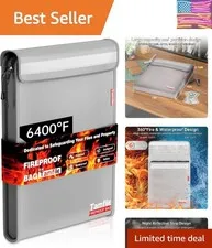 6400℉ Fireproof Document Bag with Zipper, 15”x 11” Waterproof Fireproof Money...