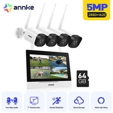 ANNKE 7" Monitor 3MP 5MP Wireless Security Camera System 4CH NVR Two Way Audio