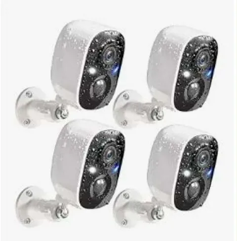 GMK Wireless Outdoor Security Camera 4-Pack, 2K, Battery, Night Vision