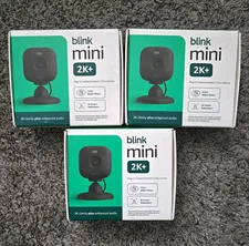 3x Blink Mini 2K+ 2K Wi-Fi Indoor/Outdoor Cameras Black, Color Night Vision, AI