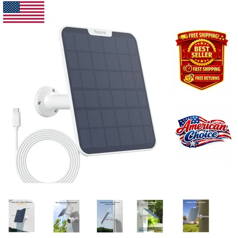 Adjustable 6W Solar Panel for Uninterrupted Power to All Battery Cameras - White