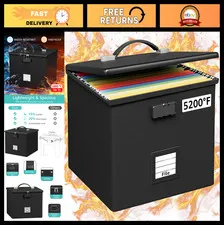 Fireproof Document Organizer Box - Portable Waterproof File Storage with Lock &