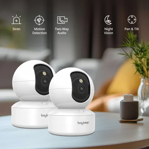 2pcs Boykeep Pet Camera 1296P Offers Two-Way Video, Supports 2.4G/5G Wifi