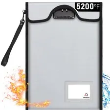 Fireproof Document Bag with Lock (5200℉), 15”x 11”Fireproof Money Bag, Waterp...