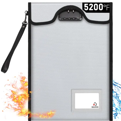 Fireproof Document Bag with Lock (5200℉), 15”x 11”Fireproof Money Bag, Waterp...