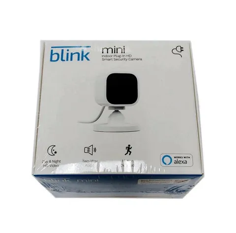 NEW SEALED Blink Mini Compact indoor plug-in smart security camera 1080p HD WHTE