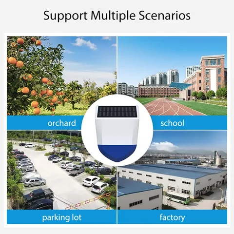 Solar Powered Wifi Outdoor Alarm BT 5.0 Smart Alarm IPX5 Waterproof Real-ti GCJY