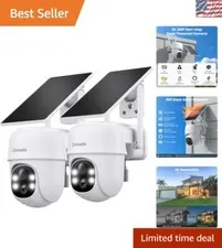 Advanced Solar/Battery-Powered Outdoor Cameras with Color Night Vision | 2 Pack