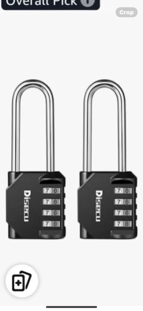 DISECU Resettable Combination Padlocks 2 Pack Long Shackle Metal Black/Silver