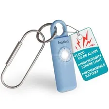 Ivation Personal SOS Keychain Alarm, 130dB Rechargeable Alarm with LED Strobe