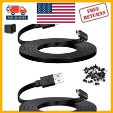2-Pack 10 FT Flat Micro USB Cables for WYZE Cam Pan v3 with L-Shaped Connectors