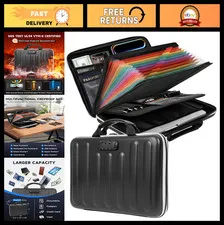 Fireproof Document Organizer Box with Lock - Waterproof Accordion File Folder, 1